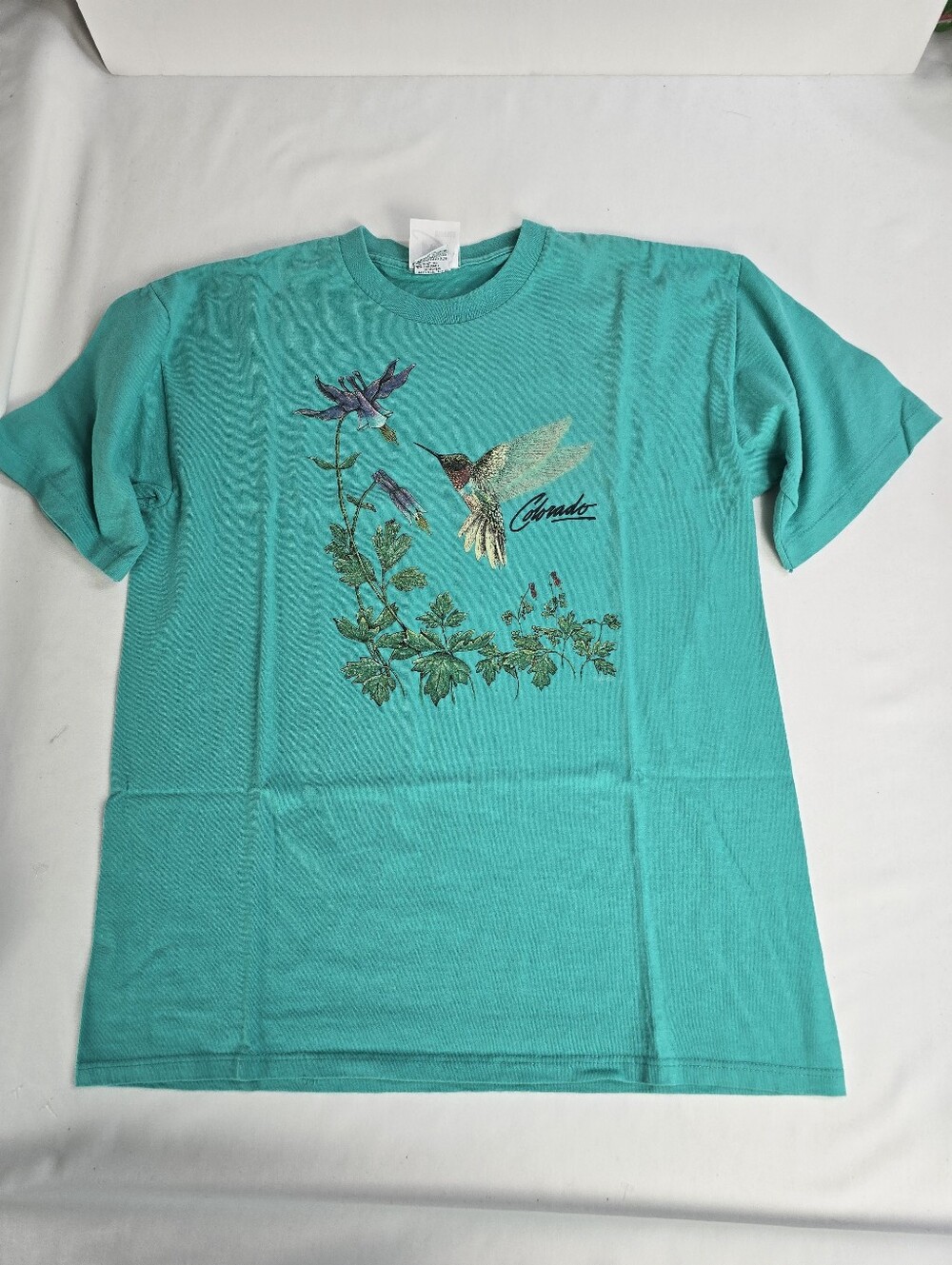 Vintage Buffalo Cal Cru Colorado Hummingbird Travel Souvenir T-shirt Size L